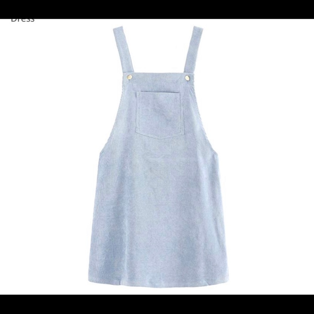 Sky Blue Corduroy Overall Dress